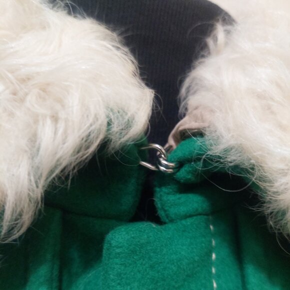 💥ABSOLUTELY STUNNING💥Wool & Curly Shearling Fur Military Jacket in Green - Picture 9 of 16